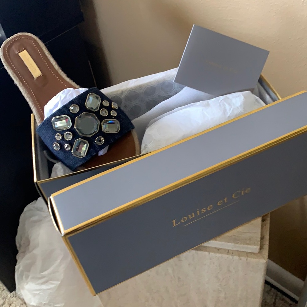 Louise et Cie Stone Embellished Denim Slides